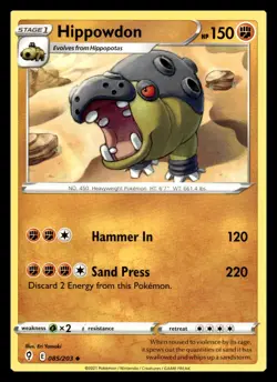 Hippowdon Uncommon 085/203 SWSH07: Evolving Skies Pokemon Card - Image 1