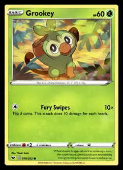 Grookey (010) Common 010/202 SWSH01: Sword & Shield Base Set Pokemon Card - Image 1