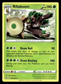 Rillaboom (015) Rare 015/202 SWSH01: Sword & Shield Base Set Pokemon Card - Image 1