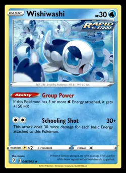 Wishiwashi Rare 046/203 SWSH07: Evolving Skies Pokemon Card - Image 1