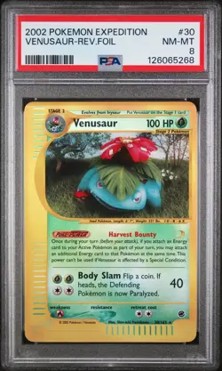 2002 Pokemon Expedition Venusaur-Rev. Foil #30 PSA 8 - Image 1