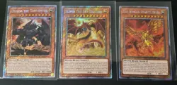 Egyptian God Cards Set Obelisk Slifer Winged Ra NM YuGiOh RA03 Platinum Secret - Image 1
