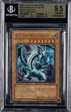 💎 CLEAN BGS 9.5 Blue-Eyes White Dragon 1st Ed Yugioh LOB-001 vintage psa bgs 💎 - Image 1