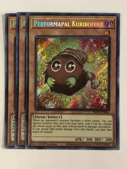 Yugioh! TCG Secret Rare 1st Edition 3x Playset Performapal Kuribohble BROL-EN064 - Image 1