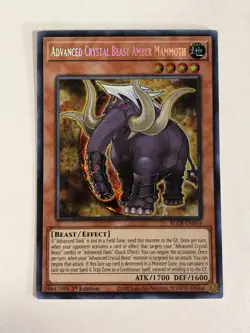 Yugioh! TCG Secret Rare 1st Ed Advanced Crystal Beast Amber Mammoth BLCR-EN014 - Image 1