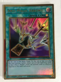 Yugioh! TCG Premium Gold Rare 1st Edition Anti Magic Arrows MAGO-EN043 - Image 1
