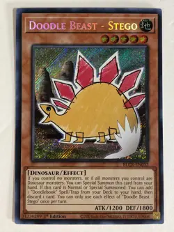 Yugioh! TCG Secret Rare 1st Edition Dooble Beast Stego BLCR-EN032 - Image 1