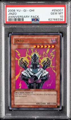 💎 LOW POP 7 PSA 10 Jinzo Anniversary Yugioh YAP1-EN007 lob bgs 💎 - Image 1