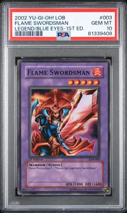 💎 PSA 10 Flame Swordsman Super 1st Ed Yugioh LOB-003 cgc lob bgs 💎 - Image 1