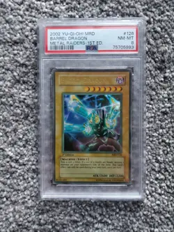 2002 MRD 126 Barrel Dragon 1st Edition Ultra Rare Yu-Gi-Oh! Card PSA 8 - Image 1