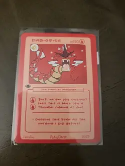Pokederp DABIGFISH 20/25 - Gyarados Pokemon Derpy Fan Art Card - Image 1