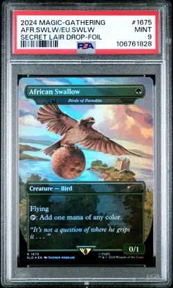 2024 MTG SECRET LAIR DROP FOIL #1675 AFRICAN SWALLOW/EUROPEAN SWALLOW PSA 9 - Image 1