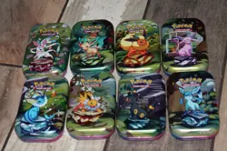 Pokemon Prismatic Evolutions Mini Tins Opened No Packs Full Set Of 8 Empty Tins - Image 1