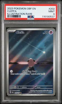 2023 POKEMON OBF EN-OBSIDIAN FLAMES ILLUSTRATION RARE #202 CLEFFA PSA 9 - Image 1