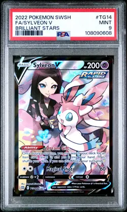 2022 POKEMON SWORD & SHIELD BRILLIANT STARS #TG14 FULL ART/SYLVEON V PSA 9 - Image 1
