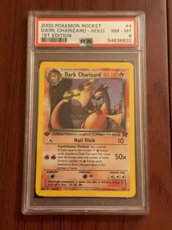 2000 POKEMON ROCKET 1ST EDITION #4 DARK CHARIZARD-HOLO PSA 8 - Image 1