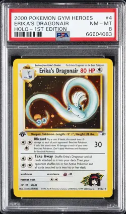 2000 POKEMON GYM HEROES HOLO-1ST ED #4 ERIKA'S DRAGONAIR PSA 8 - Image 1
