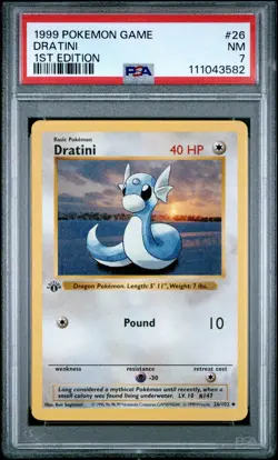 1999 POKEMON BASE SET 1ST EDITION #26 DRATINI PSA 7 - Image 1