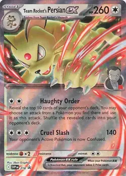 Team Rocket’s Persian ex SVP 218 Destined Rivals Black Star Promo Pokemon TCG - Image 1