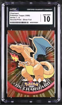 🔥Charizard Pokemon Topps (1999) Series 1 Silver Foil CGC 10 POP 11 - Image 1