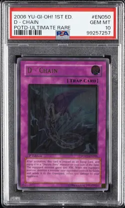 2006 YU-GI-OH! POTD-POWER OF THE DUELIST 1ST ED-ULTIMATE RARE D - CHAIN PSA 10 - Image 1