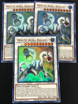 YUGIOH WHITE AURA BIHAMUT LED7-EN056 1ST ULTRA X3 (NM) - Image 1