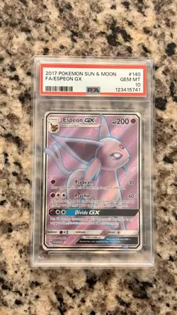 2017 Pokemon TCG Espeon GX Full Art Ultra Rare Card 140/149 Sun & Moon PSA 10 - Image 1