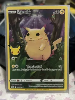 Pikachu 5/25 Pokemon Celebrations 25th Anniversary Base Set Full Art Card - Image 1