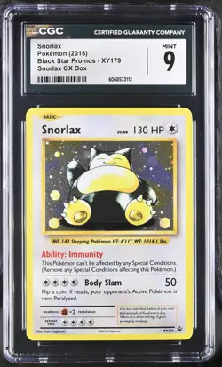 CGC 9 MINT Snorlax 2016 Black Star Promo XY179 Holo Pokemon Card - Image 1