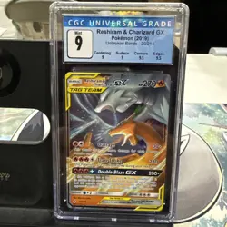 CGC 9 RESHIRAM & CHARIZARD GX 20/214 Ultra Rare Unbroken Bonds - Pokemon Card - Image 1