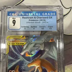 CGC 9 RESHIRAM & CHARIZARD GX 20/214 Ultra Rare Unbroken Bonds - Pokemon Card - Image 4