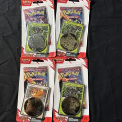 (4) Sealed Destined Rivals Packs With Promo Card & Coin Mint Pokemon - Image 1