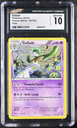 CGC 10 GEM MINT Gallade 2013 Plasma Storm 61/135 Holo Pokemon Card - Image 1