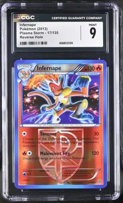 CGC 9 MINT Infernape 2013 Plasma Storm 17/135 Reverse Holo Pokemon Card - Image 1