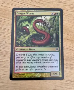 MTG Magic The Gathering Gorger Wurm Creature Alara Foil Parente 56/145 Green - Image 1