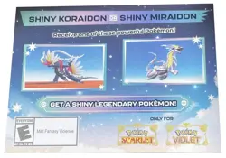 Pokemon Scarlet And Violet Serial Codes Shiny Koraidon or Miraidon UNSCRATCHED! - Image 1