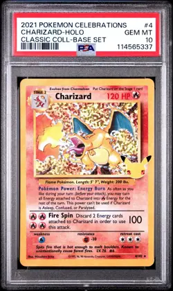 PSA 10 Charizard Celebrations Classic 4/102 Holo Base Set Pokemon Card 2021 - Image 1