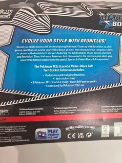Pokemon Black Bolt SV10.5 Tech Sticker Collection 3-Pack, New Sealed - Image 2