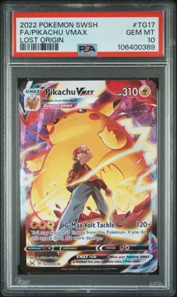 2022 POKEMON SWORD & SHIELD LOST ORIGIN #TG17 FULL ART/PIKACHU VMAX PSA 10 - Image 1