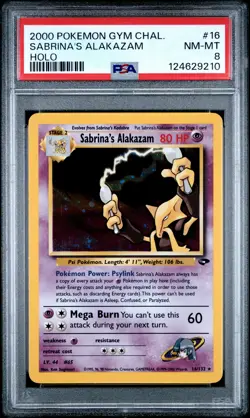 2000 POKEMON GYM CHALLENGE HOLO #16 SABRINA'S ALAKAZAM PSA 8 - Image 1