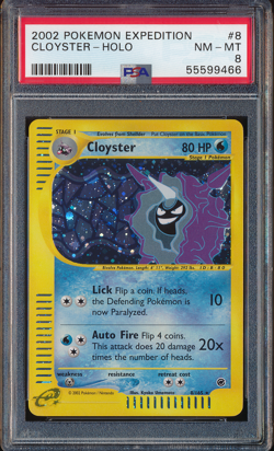 2002 POKEMON CLOYSTER HOLO #8 YELLOW E ESERIES EXPEDITION PSA 8 WOTC - Image 1