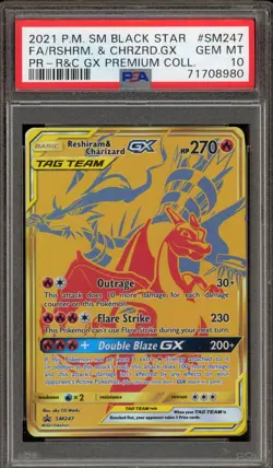 Pokemon Reshiram & Charizard GX Premium Coll. Full Art Promo SM247 PSA 10 - Image 1
