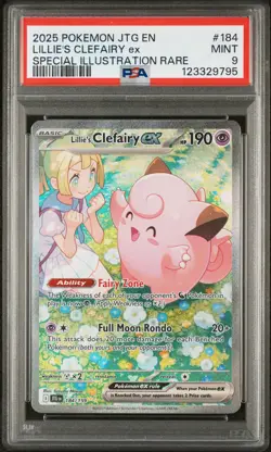 2025 POKEMON JTG EN-JOURNEY TOGETHER #184 LILLIE'S CLEFAIRY EX PSA 9 - Image 1