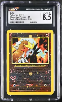 CGC 8.5 Entei 2001 Black Star Promos 34 Reverse Holo Pokemon Card - Image 1