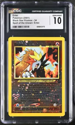 CGC 10 GEM MINT Entei 2001 Black Star Promos 34 Reverse Holo Pokemon Card - Image 1
