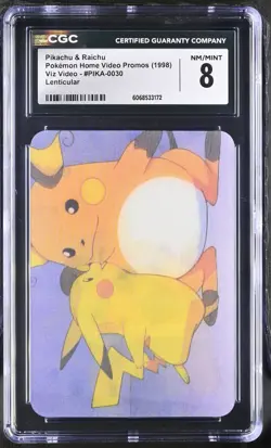 CGC 8 Pikachu & Raichu Pioneer Lenticular Viz Video PIKA-0030 Video Pokemon Card - Image 1