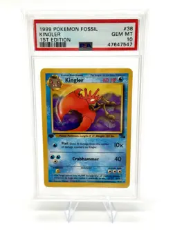 1999 Pokemon Fossil 1st EDITION Kingler Card 38 PSA 10 - Image 1