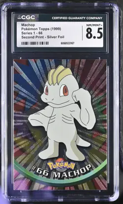 CGC 8.5 Machop 1999 Series 1 66 Silver Foil Pokemon Card - Image 1