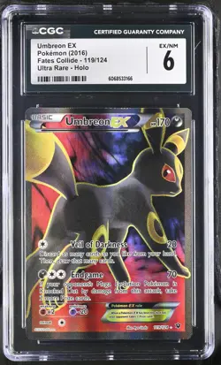 CGC 6 Umbreon EX 2016 Fates Collide 119/124 Ultra Rare Holo Pokemon Card - Image 1