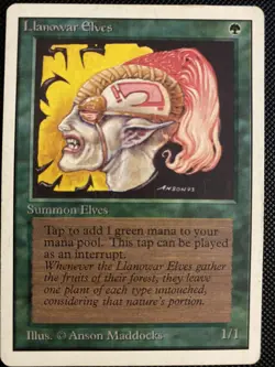 English - MTG Llanowar Elves - MP - Unlimited Edition - Image 1